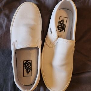 Vans Classic White Canvas Slip-Ons